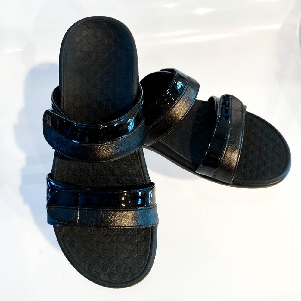 Vionic Shore Black Double Strap Slide Comfort Sandals (TVW4055) - Size 7